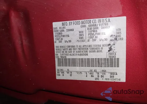 2001 Ford Ranger Edge/Xl/Xlt z USA, uszkodzony, nr VIN 1FTYR14UX1PA80508